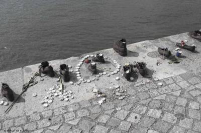 Memorial Shoes on the Danube bank, Budapest.
