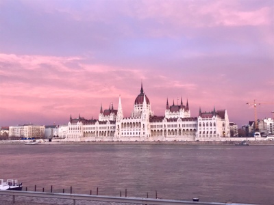 Promising sky over Parliament in Budapest.