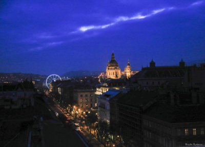 View from 360 bar over Andrássy and Cathedral, Budapest.